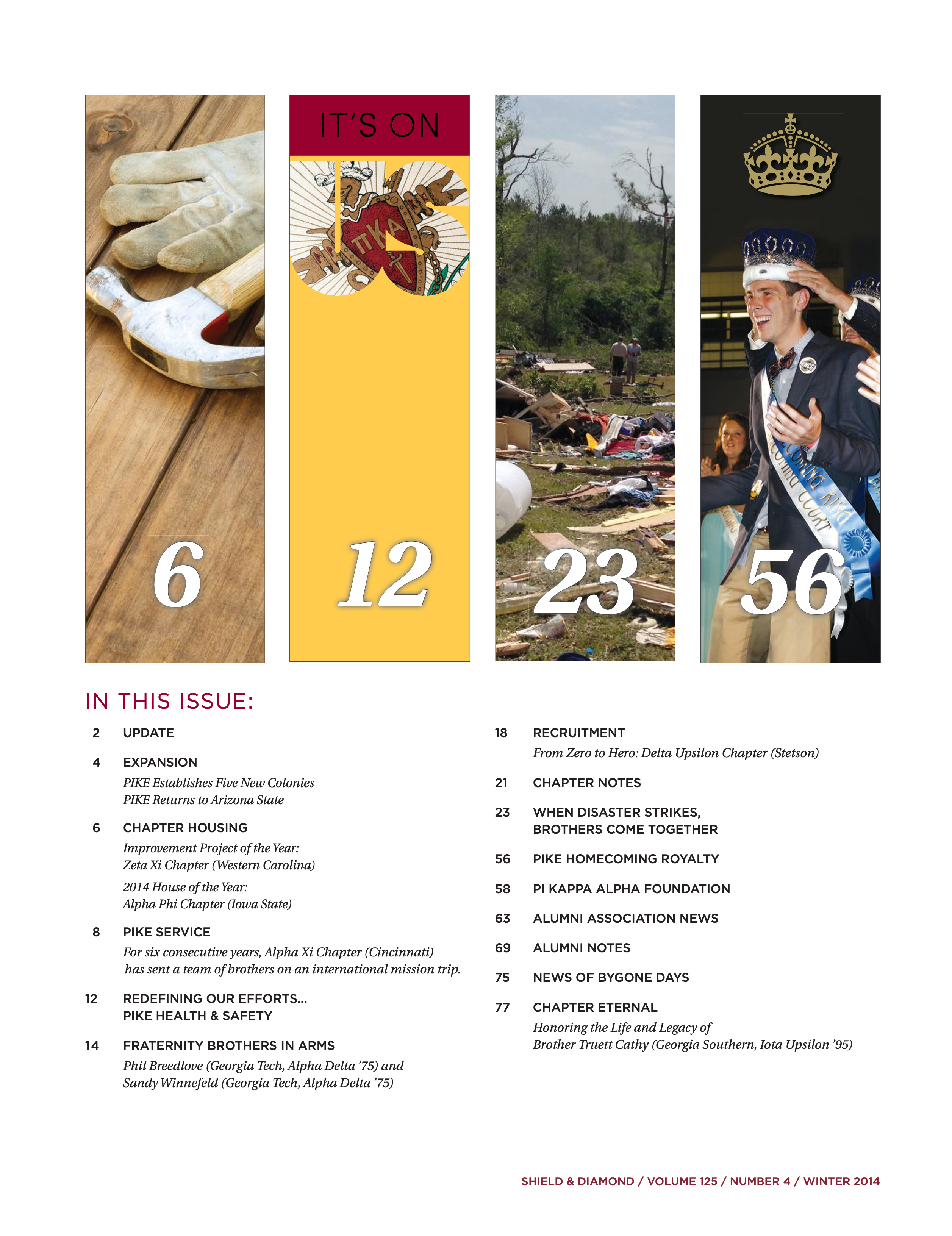 Shield & Diamond, Vol. 125, No. 4, Table of Contents